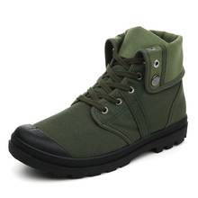 Botas masculinas de lona respirável cano alto, sapatos de marca verde militar para primavera e outono zh2225 2024 - compre barato