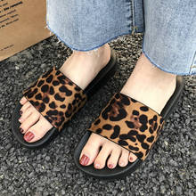 Verão feminino chinelos plataforma de salto plano leopardo impressão peep toe praia ao ar livre moda slides senhoras sapatos zapatos de mujer 2024 - compre barato