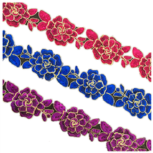 Fancy Flower Lace Appliqued 3D Crystal Embroidered Crystal Diamond Motif Flower Diy Lace Trims Sewing Braid Ribbon 6cm 2024 - buy cheap