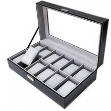 12 Slots Retro PU Watch Box Case Organizer Display for Men Women, Brilliant PU Box with Soft Leather Pillows 2024 - buy cheap