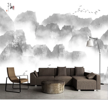 Novo papel de parede 3d para sala de estar, design artístico chinês, tinta abstrata, paisagem, fundo personalizado 2024 - compre barato