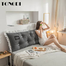 Tongdi casa travesseiro de renda grande, almofada com encosto elástico de camurça longa, multifuncional, decoração de luxo para assento de cama, sofá 2024 - compre barato