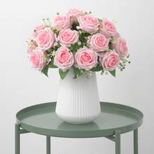 Artificial Rose Flowers Bride Bouquet Fake Flower  for Wedding Party Home Decoration Flores Artificiales 2024 - buy cheap
