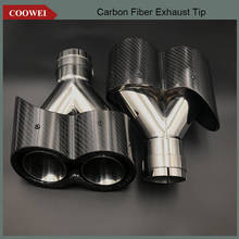 One Pair Oval Dual Outlet Y Type Glossy black Exhaust pipes Carbon Fiber Exhaust Tip For Audi BMW Benz 2024 - buy cheap
