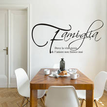 Decalque de vinil italiano, família, onde a vida começa o amor nunca termina, adesivo de arte de parede, decoração de interiores az949 2024 - compre barato