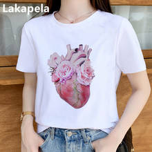 Fashion Organ Flower print T Shirt Women Summer Fashion T-shirt Tops Base O-neckwhite Tees Funny Lnteresting Girls Tshirt Gothic 2024 - buy cheap