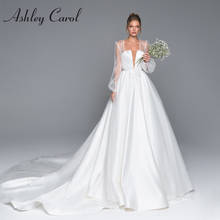 Ashley Carol A-Line Wedding Dress 2022 Classy Strapless Satin Bride With Detachable Lace Jacket 2 In 1 Princess Bridal Gown 2024 - buy cheap