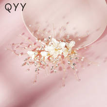 QYY Handmade Resin Flower Wedding Hair Clips for Women Accessories 2020 Gold Color Hair Jewelry Prom Bride Headpiece Party Gifts 2024 - buy cheap
