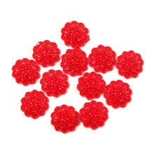 50 pçs vermelho 20x20mm resina flores soltas contas flatback cabochão scrapbooking jóias encontrando fazendo diy acessórios 2024 - compre barato