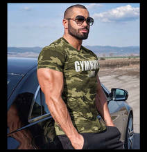 Men Camo Gym Fitness Shirt Running T Shirt Short Sleeve Bodybuilding Sportswear Jogging Clothes Training Workout Tee Tops Tshirt 2024 - buy cheap