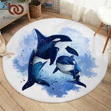 Beddingoutlet orcinus orca quarto tapete redondo baleia aquarela área dos desenhos animados vida marinha sala de estar alfombra 1pc 2024 - compre barato