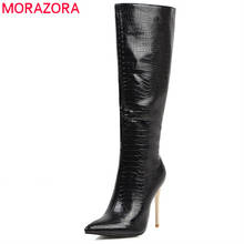 MORAZORA-Botas de serpiente con punta en pico para mujer, botines de tacón alto fino con cremallera, para fiesta de otoño e invierno, talla grande 48, 2021 2024 - compra barato