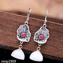 KJJEAXCMY boutique jewelry S925 jewelry women's lotus leaf lotus and Tian Yu earrings 2024 - buy cheap
