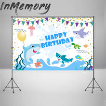 Fundo personalizado de tubarão aquático, fundo de desenhos animados para chá de bebê, cenário para crianças, decoração de festa de aniversário, banner, adereços de fotografia 2024 - compre barato