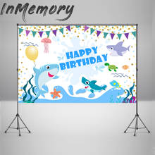 Custom Under Sea Water Shark Background Cartoon Baby Shower Backdrop for Kids Birthday Party Decortion Banner Photoshoot Props 2024 - buy cheap