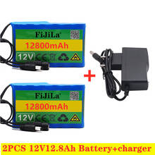 12V battery pack 12.8Ah 18650 Rechargeable Lithium Ion battery pack capacity DC 12V 12800mAh CCTV Cam  Monitor+charger 2024 - buy cheap