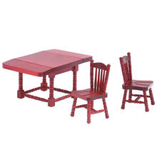 Juego de muebles de madera para casa de muñecas, mesa de comedor plegable en miniatura, silla, juguete, 1:12, 1 Juego 2024 - compra barato