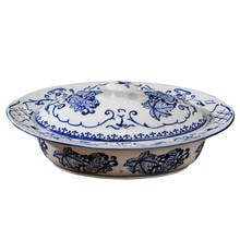 Blue And White Porcelain Fruit Tray Chinese Style Ceramic Dry Fruit Box Melon Seed Candy Plate Snack Box With Lid 2024 - buy cheap