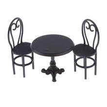 Dolls House Black Table Chair Furniture Toys Set Dining Room Decoration 1/12 Scale 2024 - buy cheap