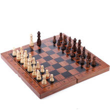 Damas de xadrez magnética dobrável, tamanho grande 39*39cm, peças de madeira para viagem, conjunto de jogos de tabuleiro 2024 - compre barato