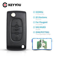 KEYYOU 2/3BT CE0536 CE0523 Remote Key Fob 433Mhz ASK For Peugeot 307 3008 308 408 433MHz ID46 Chip Car Flip Key VA2/HU83 Blade 2024 - buy cheap