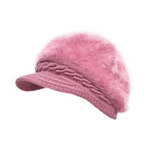 Novo chapéu de malha moda cor sólida coelho cabelo ao ar livre manter quente boné senhoras inverno lã malha chapéus engrossar lã bonés tg0134 2024 - compre barato