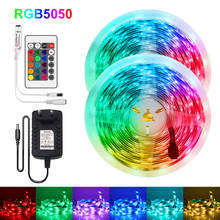 RGB LED Strip Light 5M 10M 15M 20M 5050 SMD Flexible Ribbon Waterproof Tape Diode 12V IR Remote Control Stripe Light EU/US/UK/AU 2024 - buy cheap