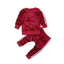 Velvet Sweatshirt+pants 2 piece set kids boys girls clothes 2019 toddler costume children outfits baby clothing tracksuit 1-6Y 2024 - buy cheap