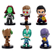 Set de 6 unids/set de 4-4,5 cm de Los Vengadores, Capitán América, Thanos, Doctor Strange, Star Lord Q, versión en PVC, juguetes de superhéroes 2024 - compra barato