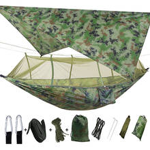 Rede de acampamento ao ar livre portátil de 1-2 pessoas com rede de mosquito tecido pendurado cama de caça dormir balanço jardim hammock 2024 - compre barato