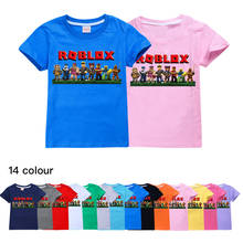 Camiseta manga curta de verão infantil, camiseta com estampa de desenhos animados robloxing para meninos e meninas, roupa esportiva para crianças 2024 - compre barato