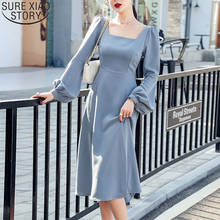 New Elegant Fashion French Style Lantern Sleeve Dress Square Collar Split Dresses Women 2022 Spring Dresses Vestidos Robe 13276 2024 - buy cheap