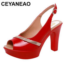 CEYANEAO shoes Women Sandals Summer Patent leather 13CM super High Heel Fish Mouth Toe Sexy Party Wedding Shoes Sandalias Mujer 2024 - buy cheap