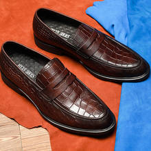 Phenkang-zapatos de cuero genuino para hombre, calzado masculino de vestir, de marca, color negro, slipon, para boda, 2020 2024 - compra barato