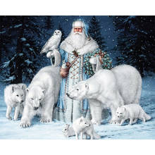 Pintura de diamantes 5D DIY de Santa Claus y oso animal, juego de punto de cruz, bordado de diamantes, mosaico con diseño, regalo para decoración del hogar ZWQ 2024 - compra barato