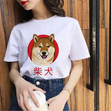 Kawaii Japanese Shiba Inu Eating Ramen 2021 Women Simple T-shirts Unisex Summer Outfit Graphic Tee Streetwear 2024 - buy cheap