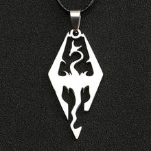 The Elder Scrolls V Necklace Dragon 5 Skyrim Oblivion Morrowind Logo Silver Color Pendant Stainless Steel Game Jewelry Wholesale 2024 - buy cheap