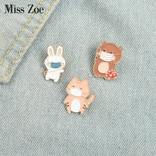 Animal Enamel Pins Custom Funny Cat Bear Rabbit Brooches Shirt Lapel Badge Bag Cartoon Jewelry Gift for Kids Friends 2024 - купить недорого