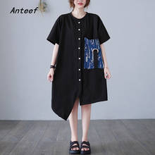 short sleeve black cotton vintage dresses for women casual loose midi woman summer dress elegant clothes 2021 2024 - buy cheap