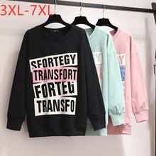 New 2021 Spring Autumn Plus Size Tops For Women Large Long Sleeve Loose Black Print Letter Sweatshirt Coat 3XL 4XL 5XL 6XL 7XL 2024 - buy cheap