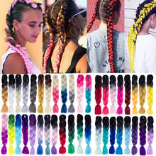 LUPU 24" Synthetic Long Ombre Braiding Hair Extensions For Women Black Purple Pink Blue Blonde Jumbo Braids Support Wholesale 2024 - buy cheap