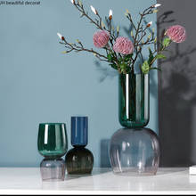 Vaso de vidro geométrico colorido para sala, acessório decorativo moderno para sala de estar, arranjo de flores secas 2024 - compre barato