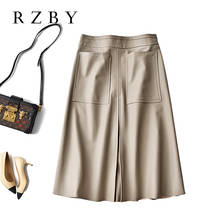 Women Genuine Leather Skirt Natural Real Sheepskin Female Jupe Autumn And Winter 2020 High Waist A-line Midi 여자 스커트 RZBY288 2024 - buy cheap