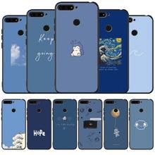 Blue simplicity black Silicone Phone Case For honor 30 20 Pro 8 8X 9 10 20 Lite Mate 10 20 30 Lite Pro cover 2024 - buy cheap