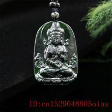 Collar con colgante de Jade Guanyin, amuleto de joyería tallado Natural en color negro y verde, regalo de moda china 2024 - compra barato