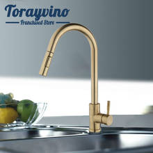 Torayvino Water Taps Single Handle Tap Kitchen Mixer Luxury Llave Sink Pull Out Holder Hole Hot & Cold Gold Deck Mounted Faucets 2024 - buy cheap