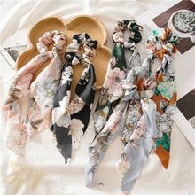 2020 New Arrivals Colorful Flower Scrunchies Printed Ponytail Holder Hair Accessories Long Scarf Floral Satin Silk Scrunchies 2024 - buy cheap