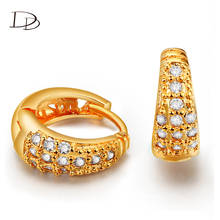 Charming hot sale gold color earrings for women shine aaa zircon jewelry trendy Hoop earrings engagement wedding jewelry DDe028 2024 - buy cheap