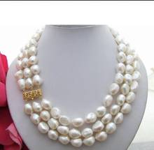 Free shipping Natural freshwater pearls 17"18"19" 9-11MM White Baroque rregular shaped Pearl Necklace 2024 - buy cheap