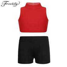 Children's Sports Suit Girls Sleeveless Tanks Crop Top with Low Rise Shorts Kids Activewear Fitness Workout Dance Sports Sets 2024 - buy cheap